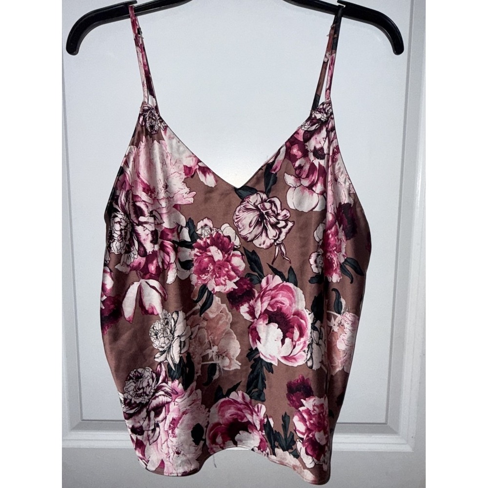 Victoria Secret Camisole Top Sleepwear Large Mauve Luxe Collection Floral Tank